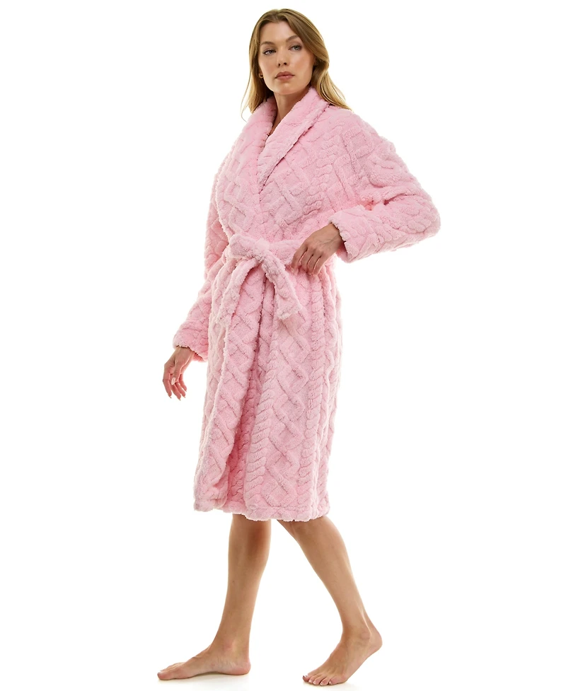 Roudelain Women's Textured Shawl Collar Robe