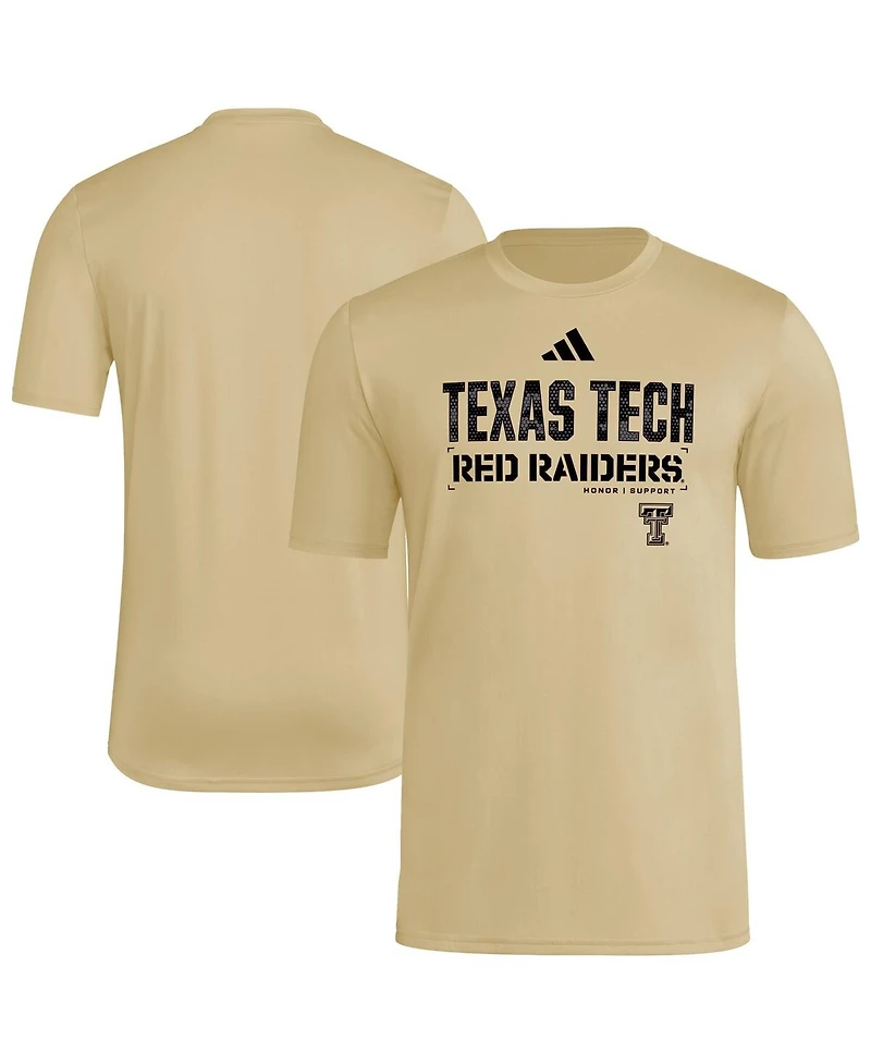 Adidas Men's Natural Texas Tech Red Raiders 2025 Military Appreciation Pre-Game Aeroready T-Shirt
