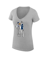 G-iii 4Her by Carl Banks Women's Heather Gray New York Yankees Super-Slim Fit Lightweight Baseball V-Neck T-Shirt