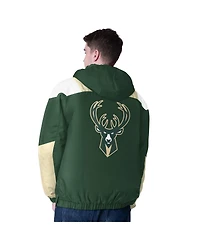 Starter Men's Hunter Green/Cream Milwaukee Bucks Charger Half-Zip Pullover Jacket