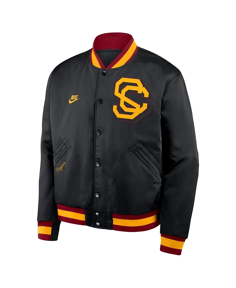 Nike Men's Black Usc Trojans Legacy Full-Snap Bomber Jacket