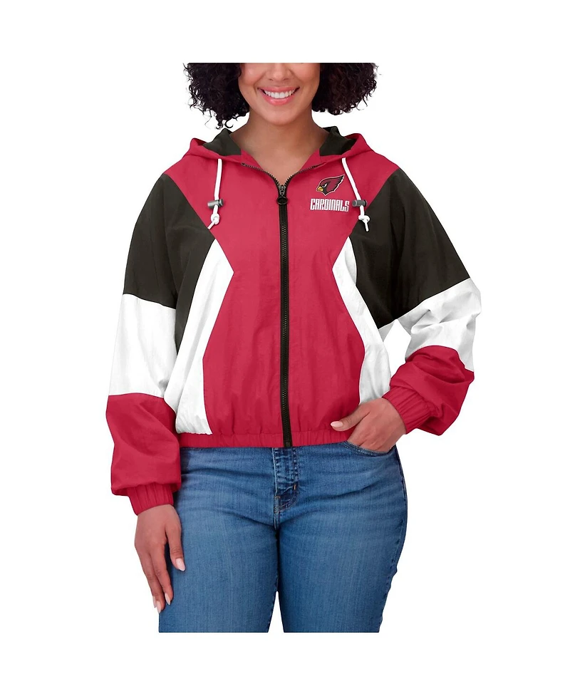 Wear by Erin Andrews Women's Cardinal Arizona Cardinals Color Block Full-Zip Windbreaker Jacket