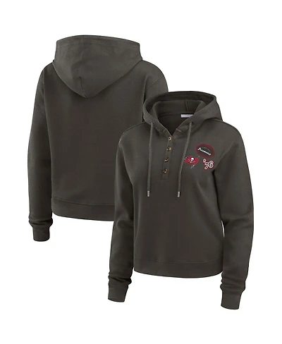 Wear by Erin Andrews Women's Pewter Tampa Bay Buccaneers Waffle Hoodie Pullover Top