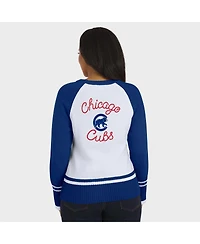 Wear by Erin Andrews Women's White Chicago Cubs Color Block Raglan Sweater