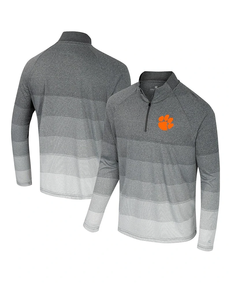 Colosseum Men's Gray Clemson Tigers Ai Striped Mesh Quarter-Zip Raglan Windshirt
