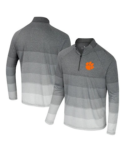 Colosseum Men's Gray Clemson Tigers Ai Striped Mesh Quarter-Zip Raglan Windshirt