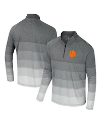 Colosseum Men's Gray Clemson Tigers Ai Striped Mesh Quarter-Zip Raglan Windshirt