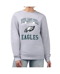 G-iii 4Her by Carl Banks Women's Heather Gray Philadelphia Eagles Team Logo Graphic Tri-Blend Pullover Sweatshirt