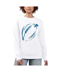 G-iii 4Her by Carl Banks Women's White Detroit Lions Football Logo Graphic Fleece Tri-Blend Pullover Sweatshirt