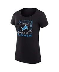 G-iii 4Her by Carl Banks Women's Black Detroit Lions Super-Slim Fit Lightweight Collage Team T-Shirt