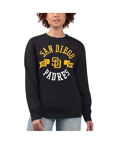 G-iii 4Her by Carl Banks Women's Black San Diego Padres Team Logo Fleece Pullover Sweatshirt