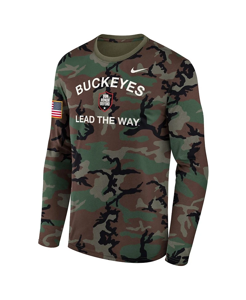 Nike Men's Camo Ohio State Buckeyes 2025 Military Appreciation Legend Dri-fit Long Sleeve T-Shirt