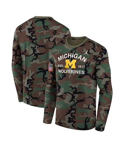 Jordan Men's Camo Michigan Wolverines 2025 Military Appreciation Legend Dri-fit Long Sleeve T-Shirt
