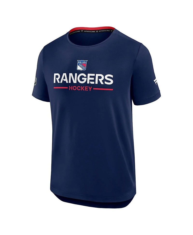 Fanatics Men's Navy New York Rangers Authentic Pro Rink Tech T-Shirt
