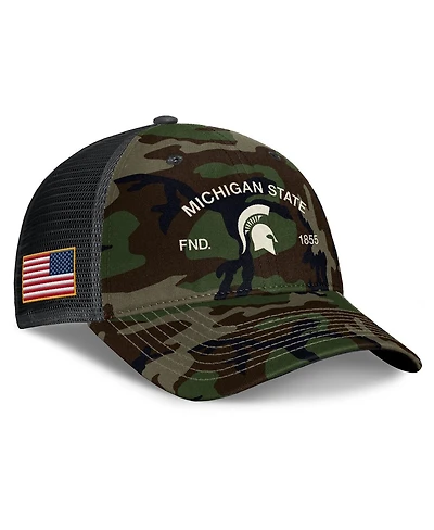 Nike Men's Camo Michigan State Spartans 2025 Military Appreciation Rise Adjustable Trucker Hat