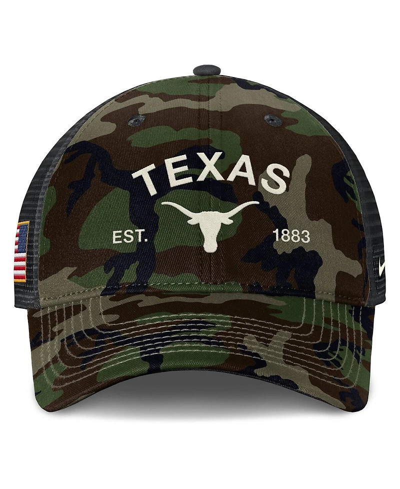 Nike Men's Camo Texas Longhorns 2025 Military Appreciation Rise Adjustable Trucker Hat