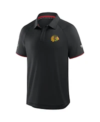 Fanatics Men's Black Chicago Blackhawks Authentic Pro Rink Raglan Polo Shirt