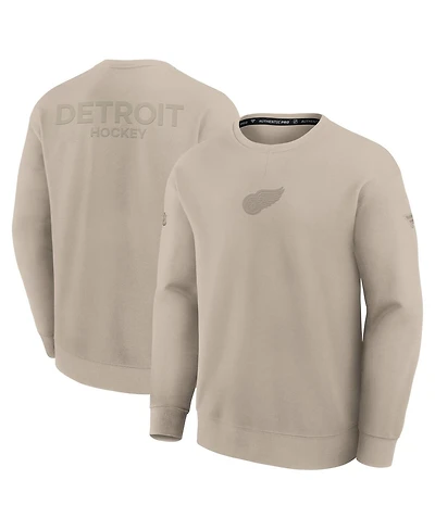 Fanatics Men's Tan Detroit Red Wings Authentic Pro Road Tri-Blend Sweatshirt