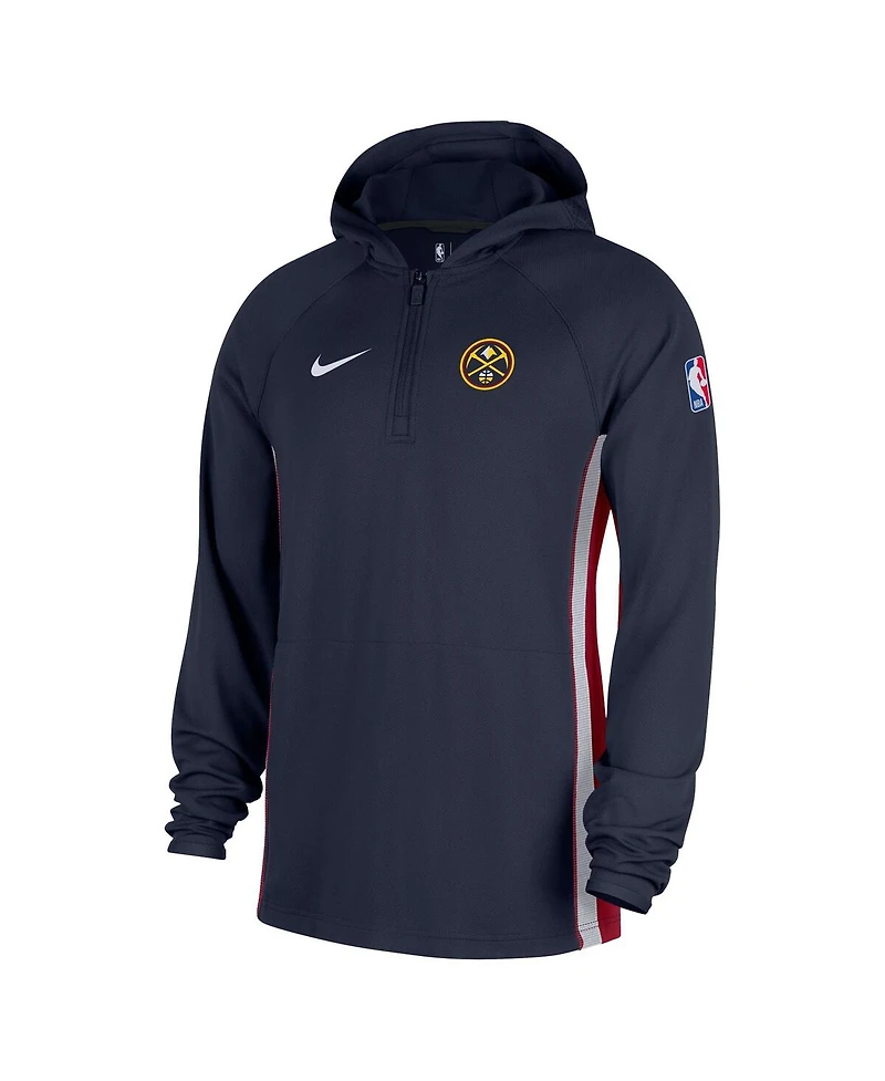 Nike Men's Navy Denver Nuggets Authentic On Court Zone Quarter-Zip Dri-fit Hoodie Jacket