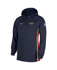 Nike Men's Navy New Orleans Pelicans Authentic On Court Zone Quarter-Zip Dri-fit Hoodie Jacket