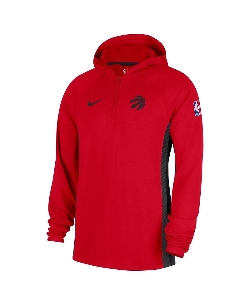 Nike Men's Red Toronto Raptors Authentic On Court Zone Quarter-Zip Dri-fit Hoodie Jacket