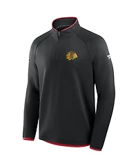 Fanatics Men's Black Chicago Blackhawks Authentic Pro Rink Raglan Quarter-Zip Pullover