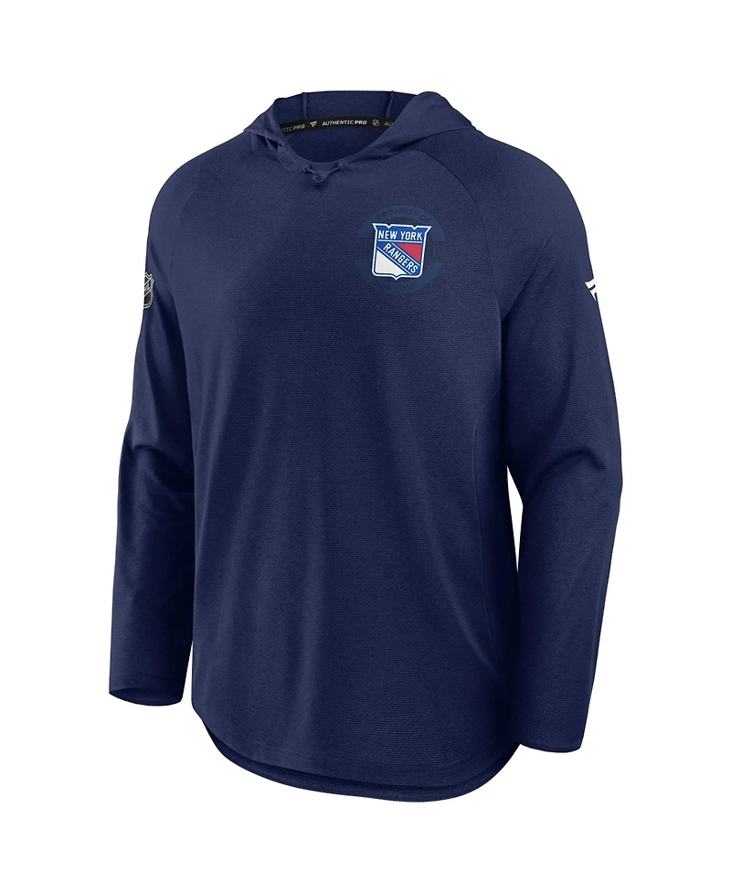 Fanatics Men's Navy New York Rangers Authentic Pro Rink Raglan Hoodie