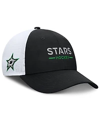 Fanatics Men's Black/White Dallas Stars Authentic Pro Rink Lockup Adjustable Trucker Hat