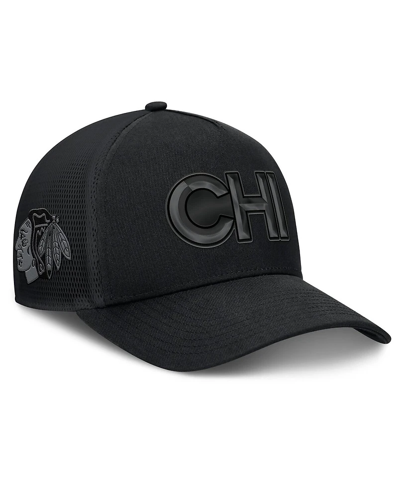 Fanatics Men's Black Chicago Blackhawks Authentic Pro Road Team Code Trucker Adjustable Hat