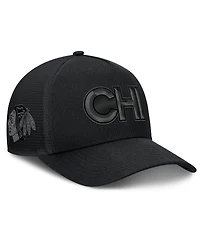 Fanatics Men's Black Chicago Blackhawks Authentic Pro Road Team Code Trucker Adjustable Hat