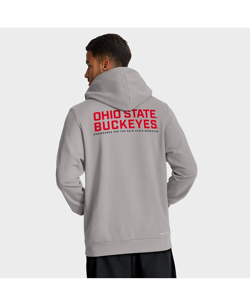 Nike Men's Gray Ohio State Buckeyes 2025 Sideline Standard Issue Dri-fit Full-Zip Hoodie