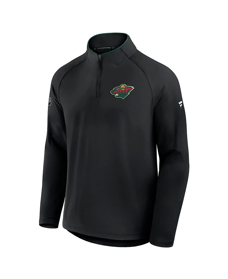Fanatics Men's Black Minnesota Wild Authentic Pro Rink Training Quarter-Zip Pullover Sweatshirt