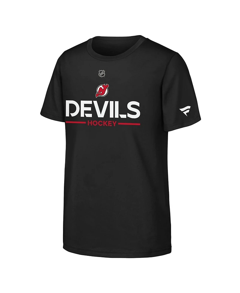 Fanatics Big Boys and Girls Black New Jersey Devils Authentic Pro Wordmark T-Shirt