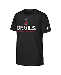 Fanatics Big Boys and Girls Black New Jersey Devils Authentic Pro Wordmark T-Shirt