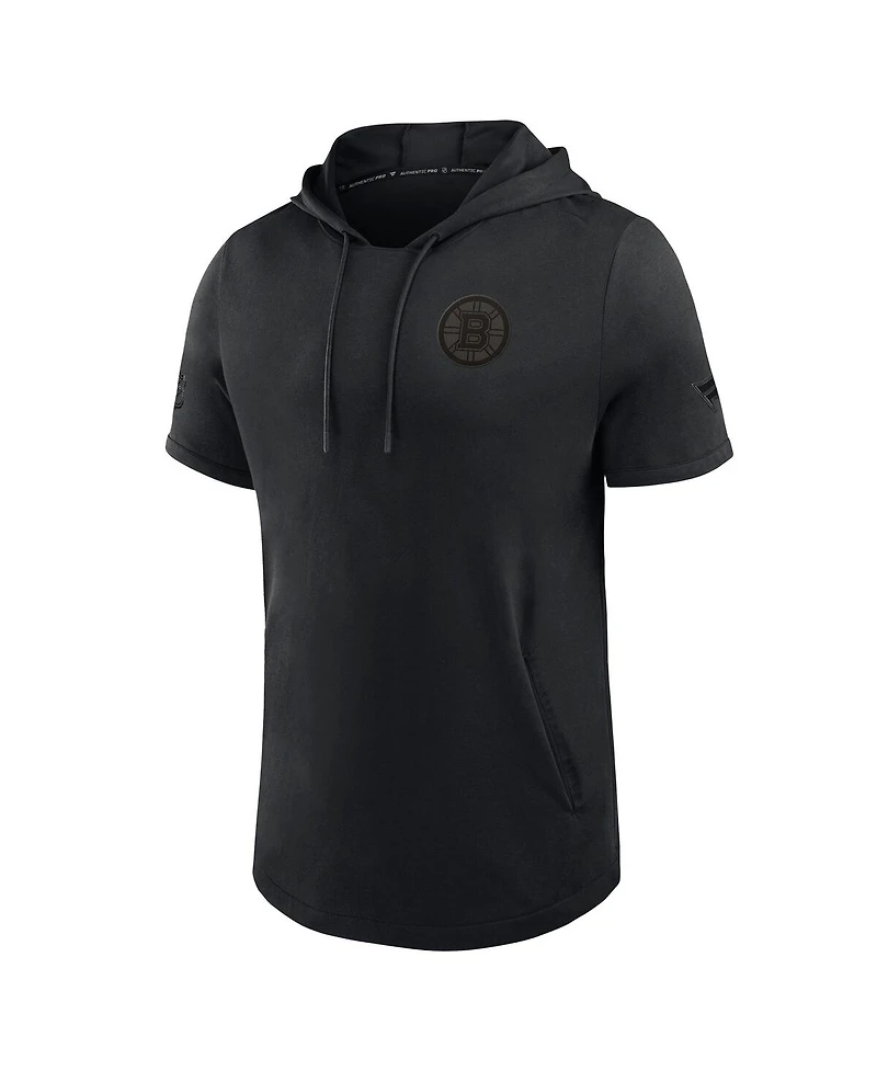 Fanatics Men's Black Boston Bruins Authentic Pro Road Short Sleeve Hoodie