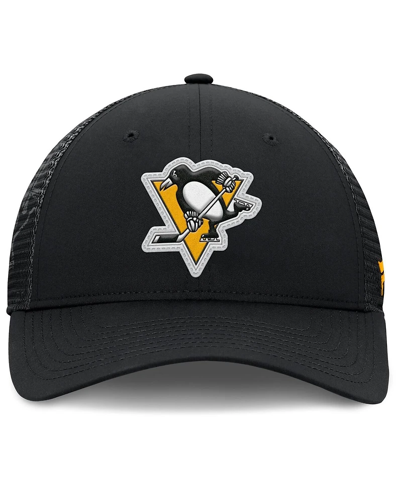 Fanatics Men's Black Pittsburgh Penguins Authentic Pro Home Ice Trucker Adjustable Hat