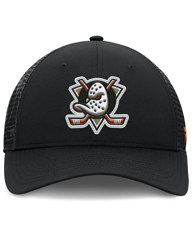 Fanatics Men's Black Anaheim Ducks Authentic Pro Home Ice Trucker Adjustable Hat