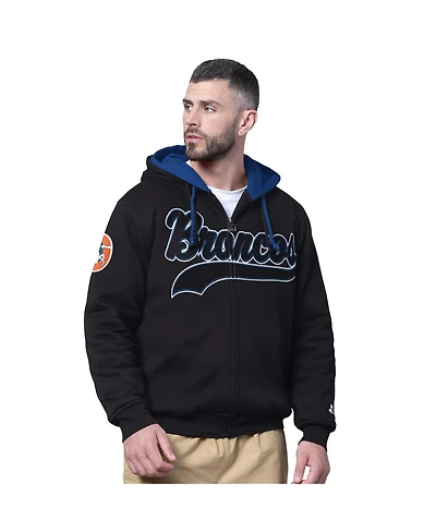 Starter Men's Black Denver Broncos Big Shot Throwback Full-Zip Double Hoodie