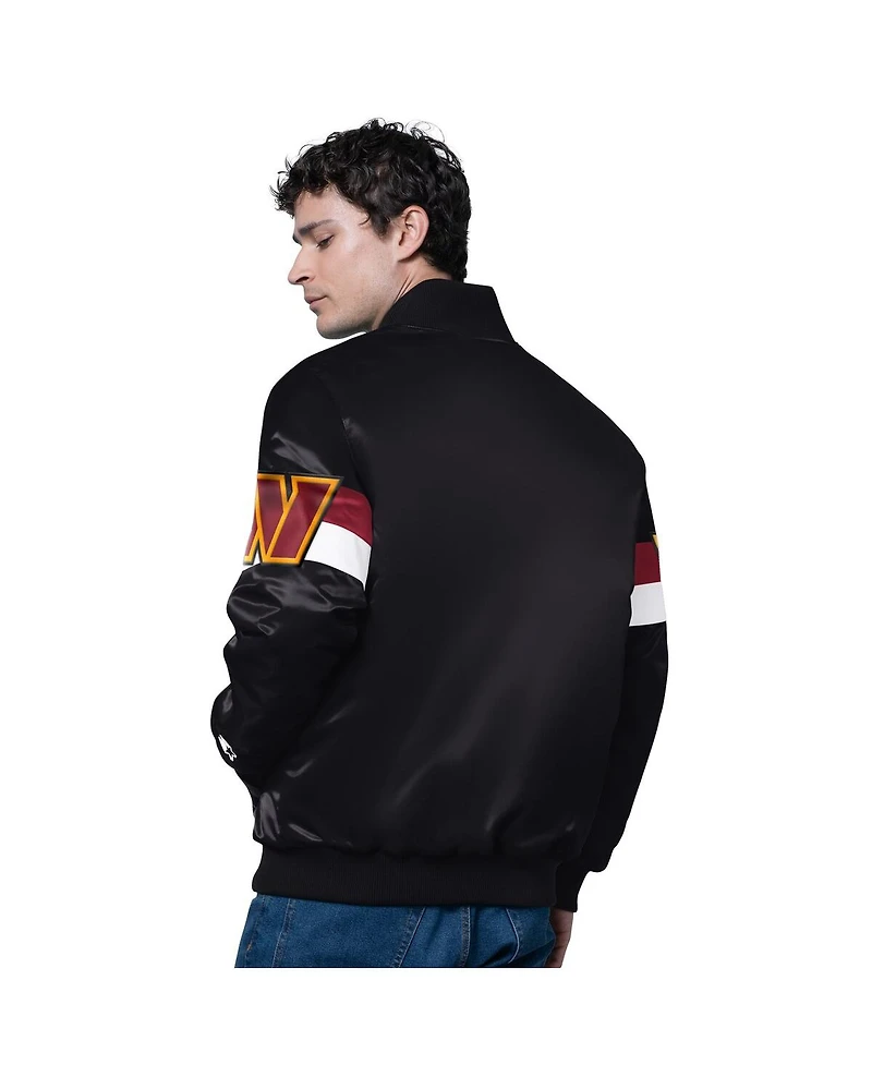 Starter Men's Black Washington Commanders Triple Option Full-Snap Varsity Jacket