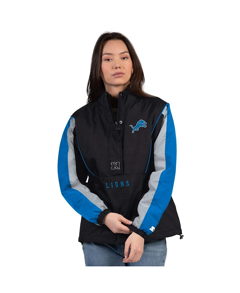 Starter Women's Black/Blue Detroit Lions Thursday Night Gridiron Half-Zip Jacket