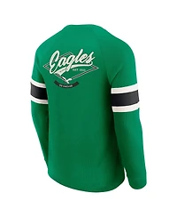Fanatics Men's Darius Rucker Collection by Kelly Green Philadelphia Eagles Waffle-Knit Raglan Long Sleeve Henley T-Shirt