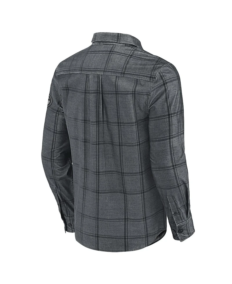 Fanatics Men's Darius Rucker Collection by Gray Green Bay Packers Micro Corduroy Plaid Button Up Shirt
