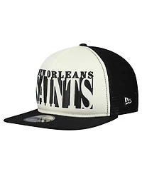 New Era Men's Cream/Black New Orleans Saints Cutout A-Frame 9FIFTY Snapback Hat