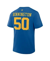 Fanatics Men's Jordan Binnington Blue St. Louis Blues Authentic Stack Name Number T-Shirt