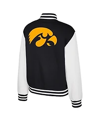 Colosseum Women's Black Iowa Hawkeyes French Baguette Full snap Fleece Jacket