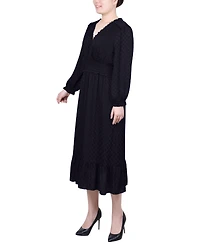 Ny Collection Petite Long Sleeve Surplice Neck Dress