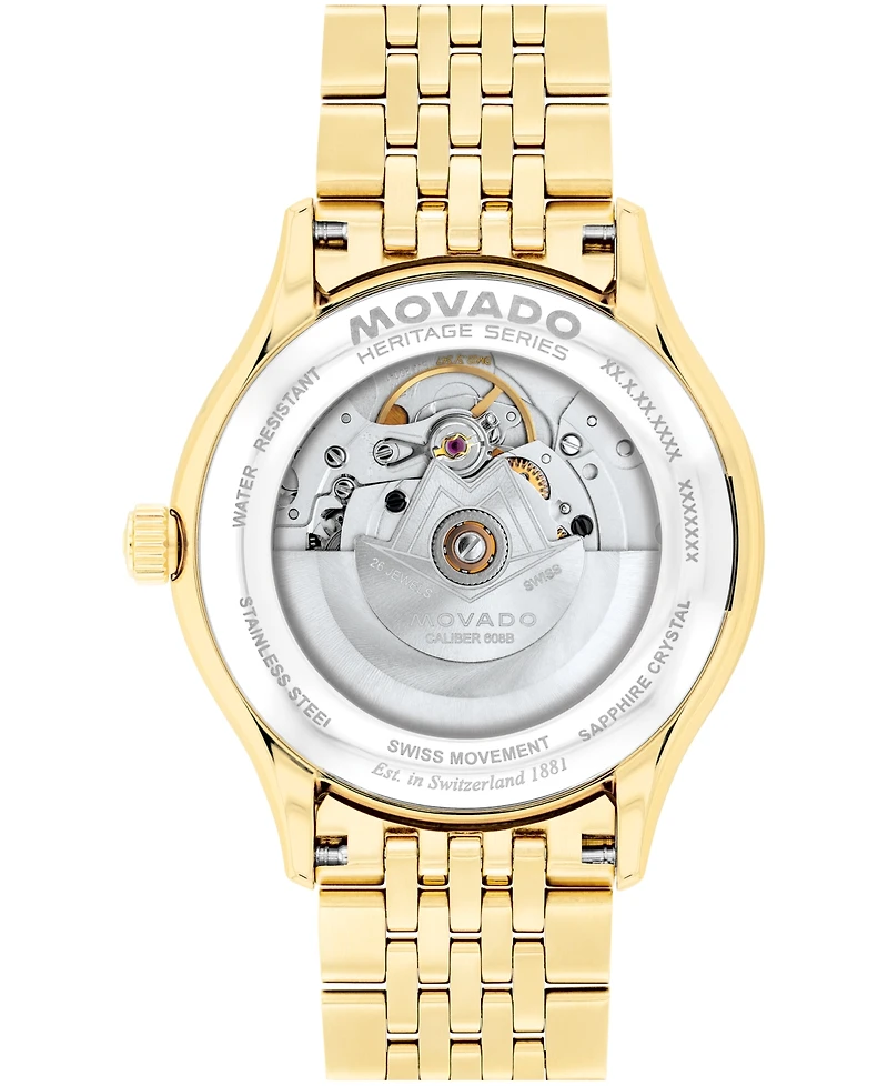 Movado Men's Calendoplan Swiss Automatic Ionic Plated Light Gold Steel Watch, 40mm