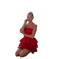 Labeca London Women's Mila Drapped Linen Strapless Mini Dress