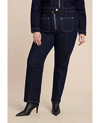 Eloquii Women's Zip Front Bootcut Jean