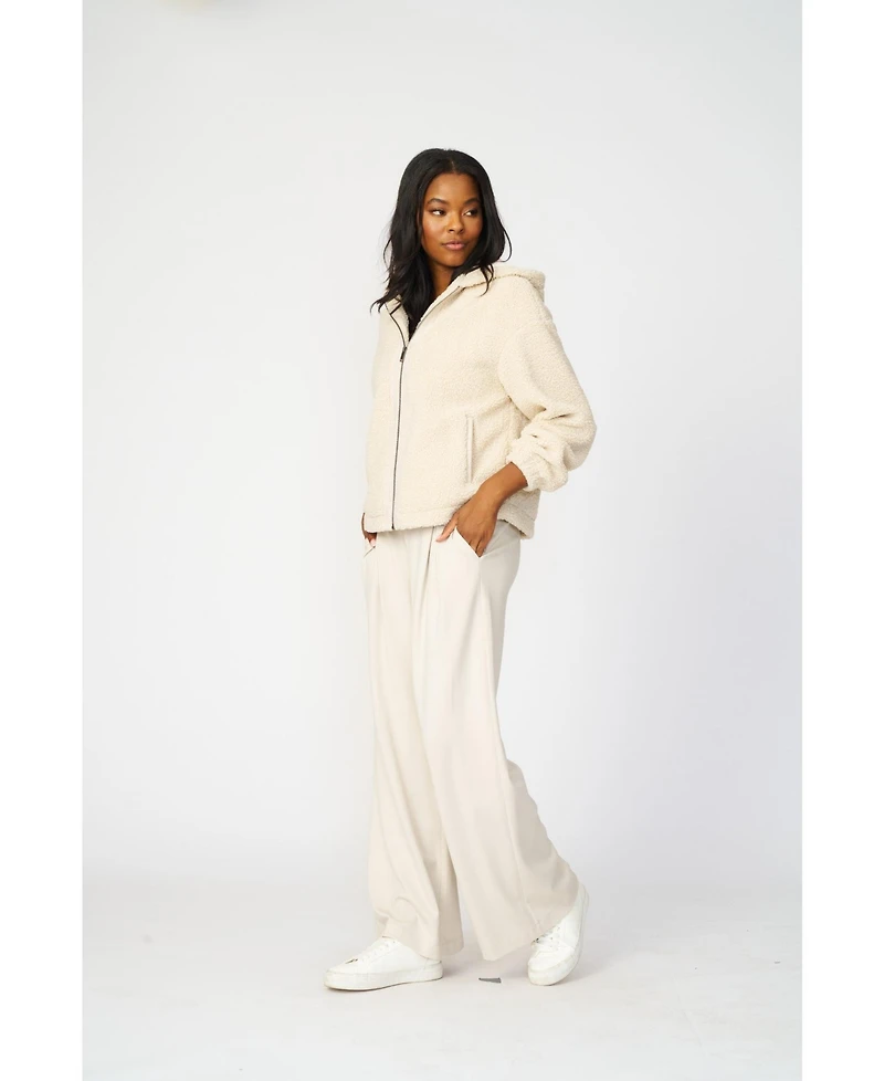 Cable & Gauge Women's Pleated Wide Leg Stretch Trouser